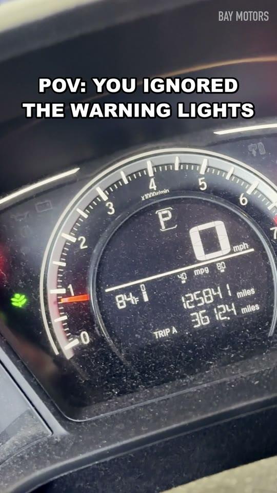 Dash cluster with the warning lights the driver ignored